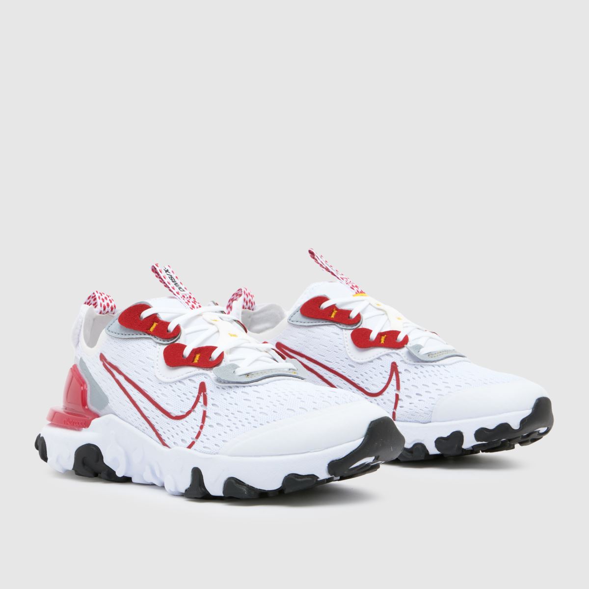Nike vita och röda React Vision-skor för pojkar och ungdom