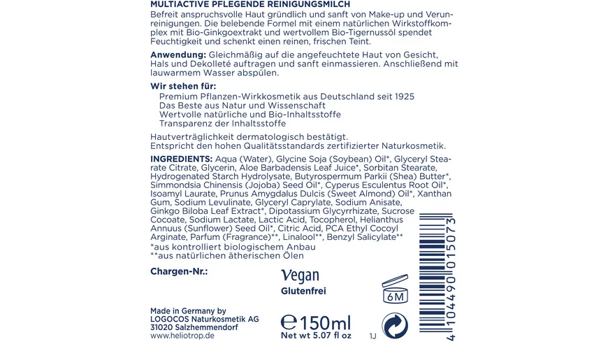 HELIOTROP Multiactive pflegende Reinigungsmilch 150 ml