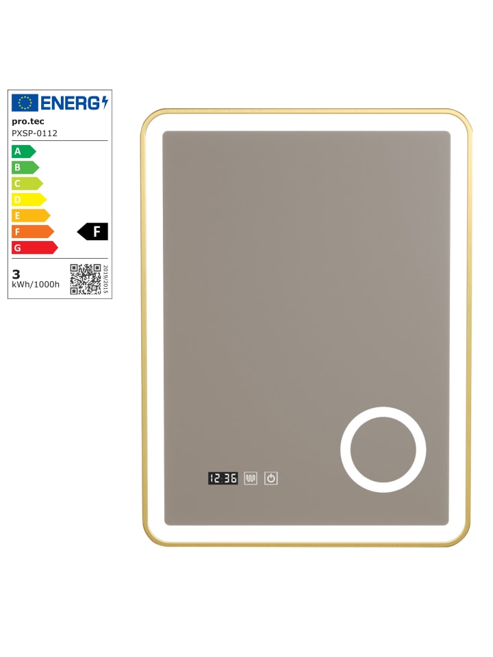 pro.tec LED-Badezimmerspiegel Pescara in Gold (H)80cm (B)60cm günstig kaufen onesize