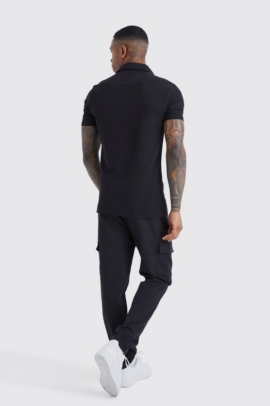 Kurzarm Muscle Fit Jersey-Hemd