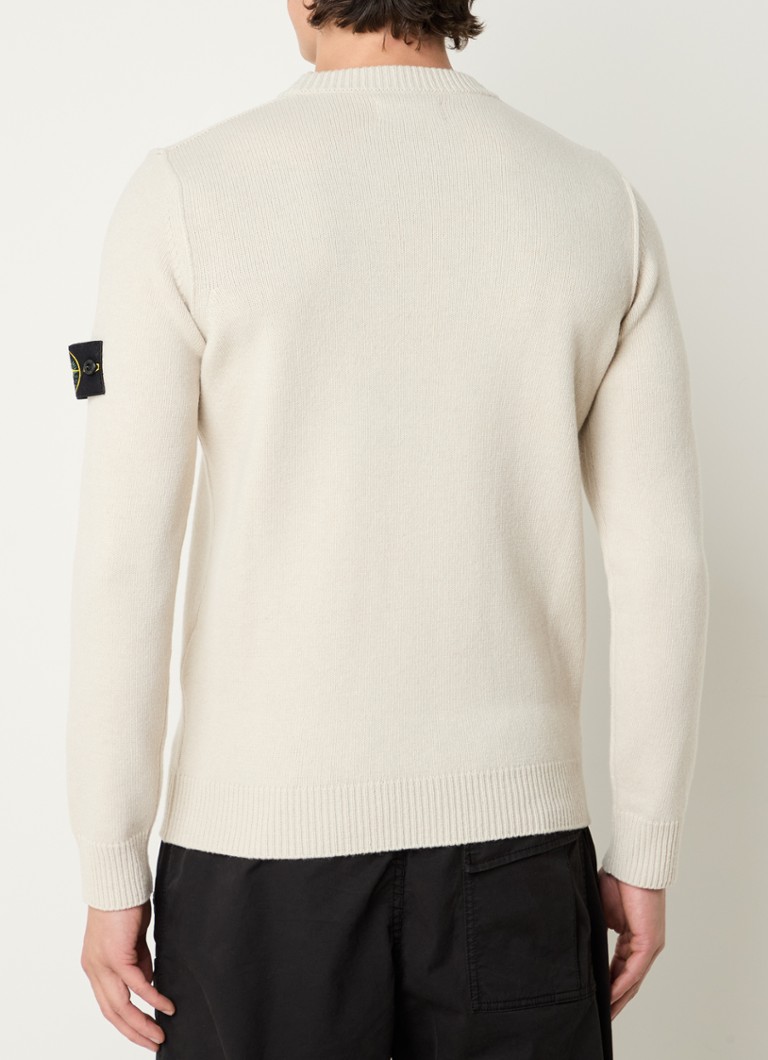 Stone Island 508A3 wool blend fine knit sweater with logo
