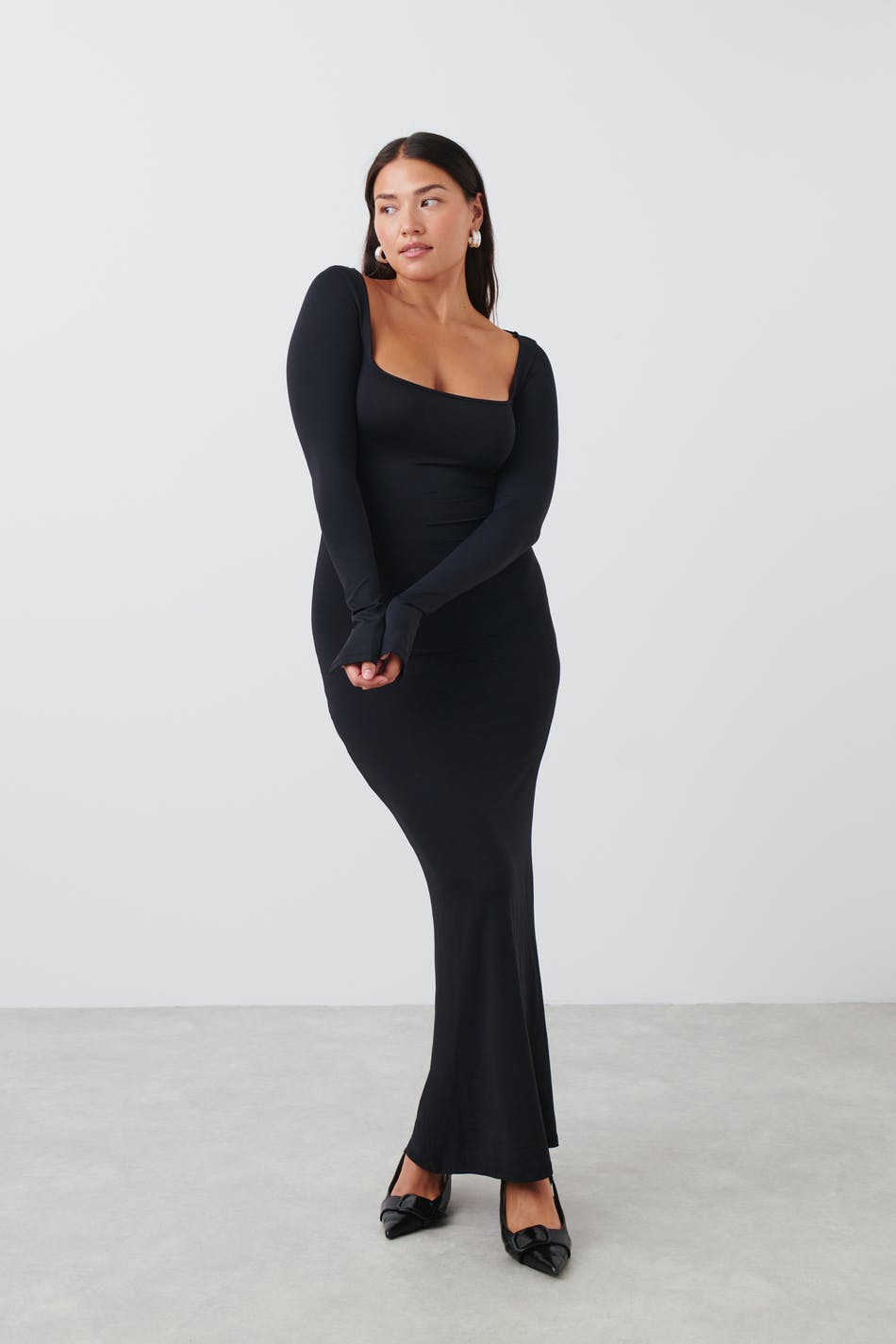 Square neck maxi dress