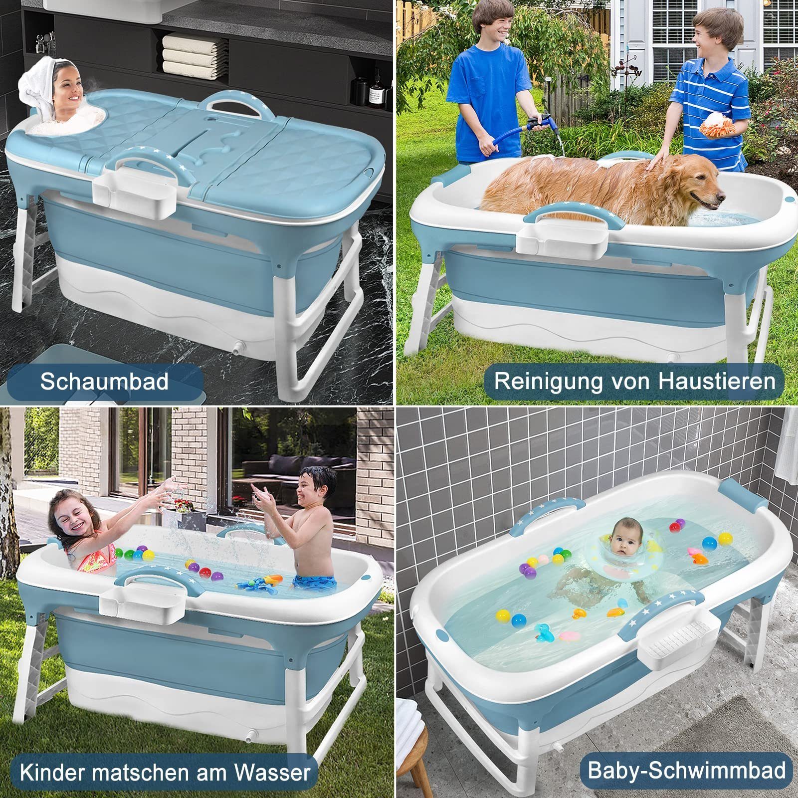 UISEBRT Badewanne Faltbare Badewanne Erwachsene, Foldable Bathtub 118x62x53cm