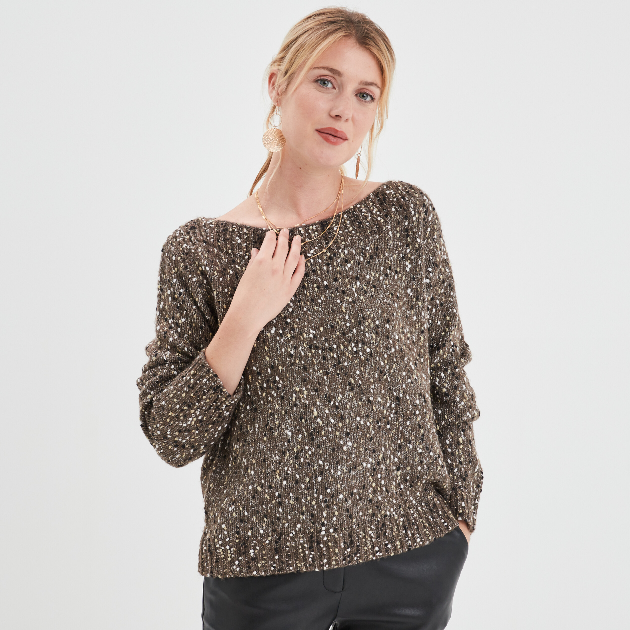 Pull manches longues vert kaki femme | La Halle