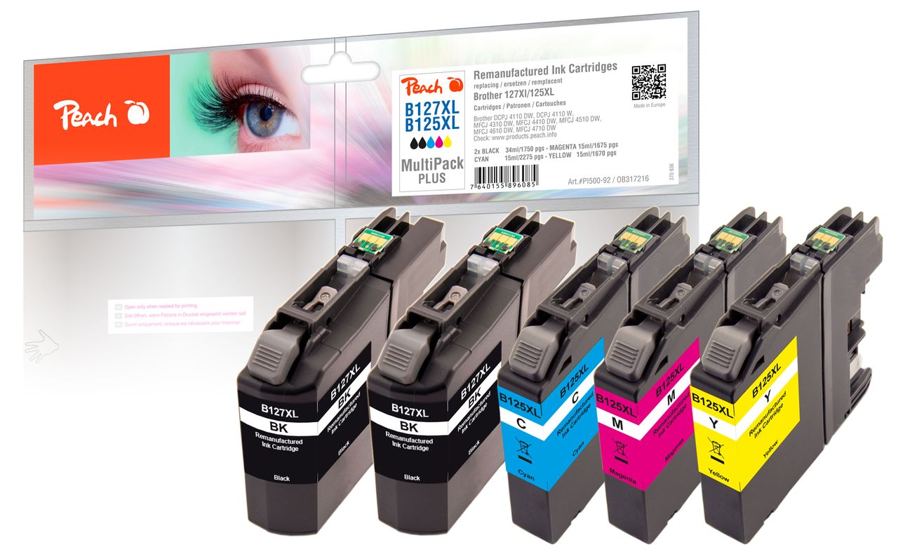 Peach Spar Pack Plus Tintenpatronen, ersetzt Brother LC-127XLVALBP