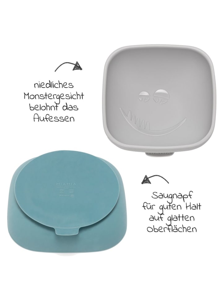 MiaMia Silikon-Schale 2er Pack mit Saugnapf - Monster - Petrol in blau,grau günstig kaufen onesize