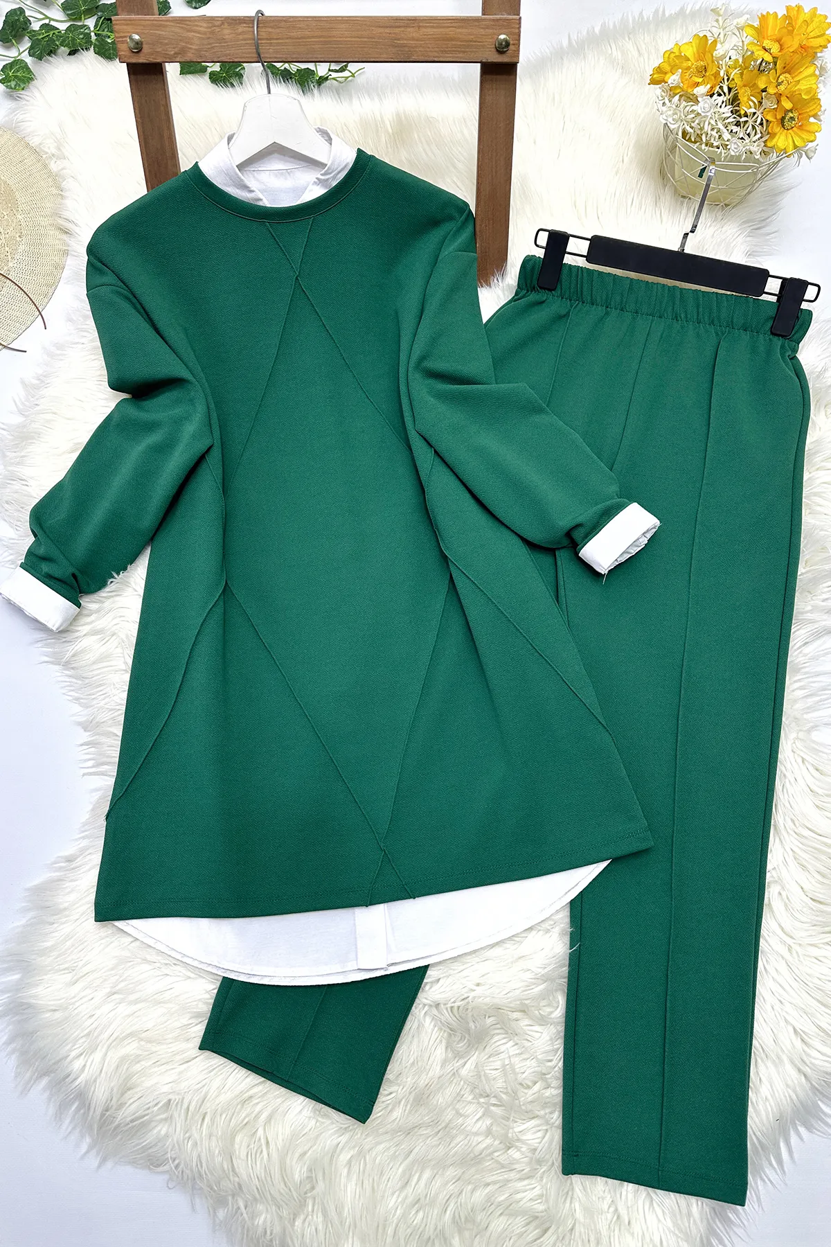 MODAQU  Çimalı Krepp-Doppelset – Smaragd