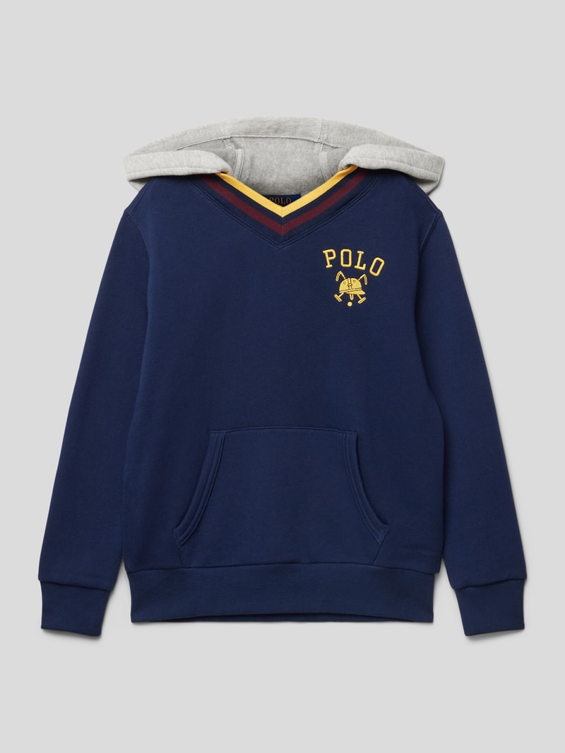 Hoodie mit Logo-Stitching in marineblau