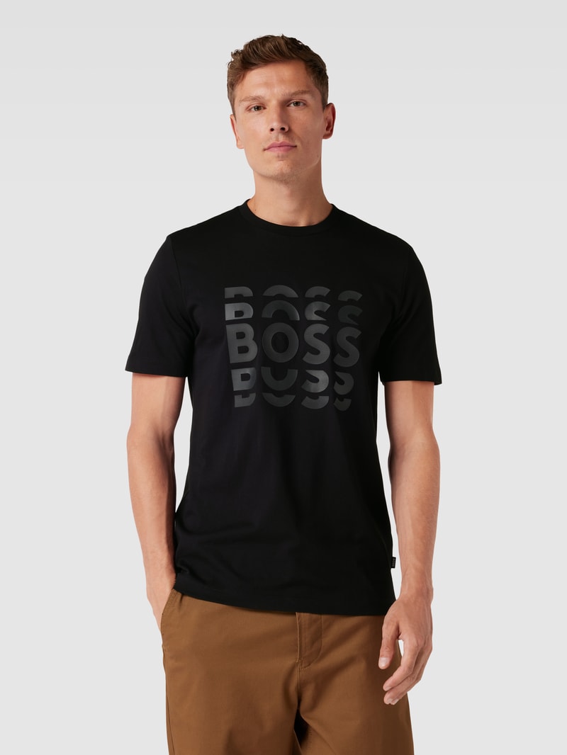 T-Shirt mit Logo-Print Modell 'Tiburt' in schwarz