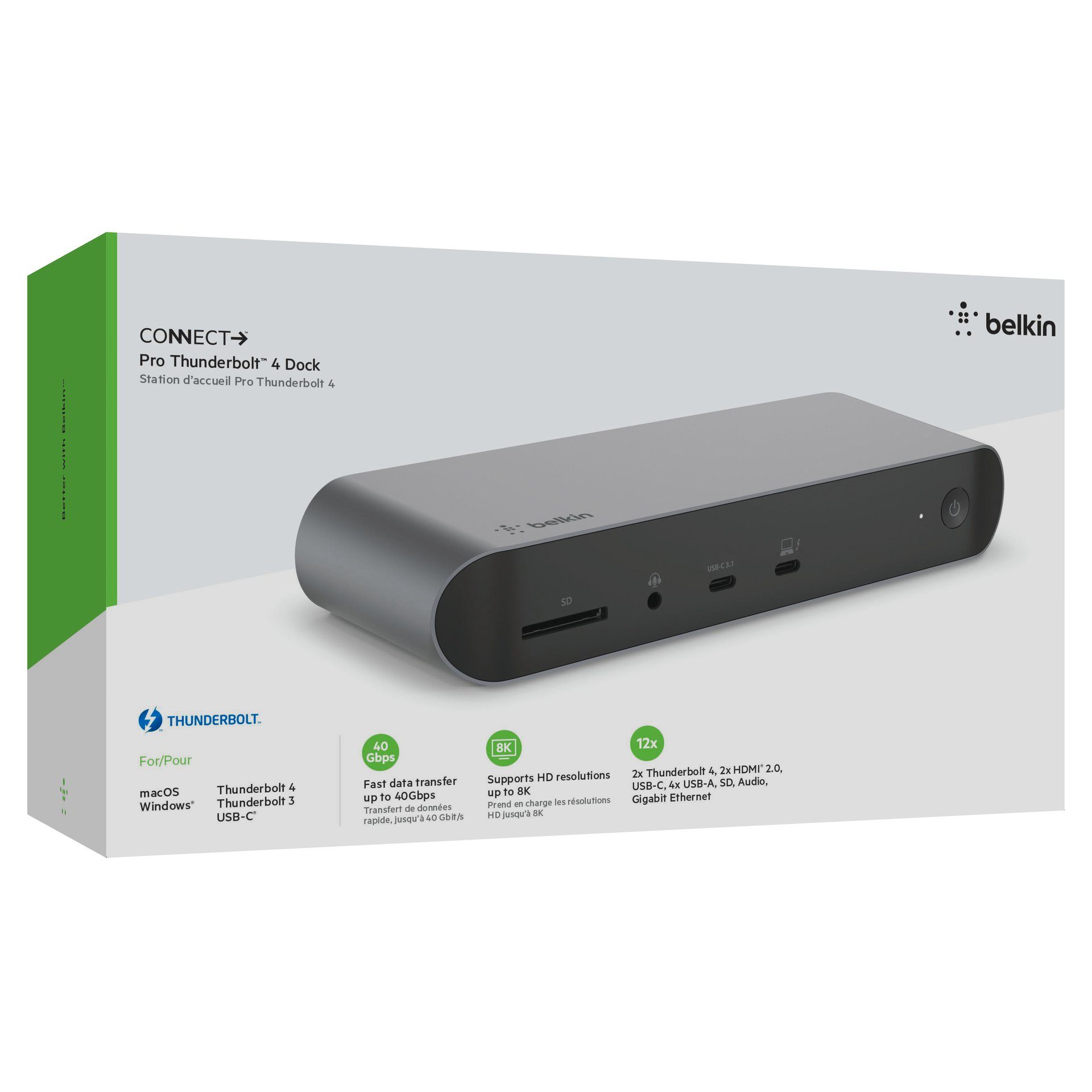 Belkin Laptop-Dockingstation Connect Pro Thunderbolt 4 Dock, inklusive Thunderbolt 4 Kabel (0,8 m)