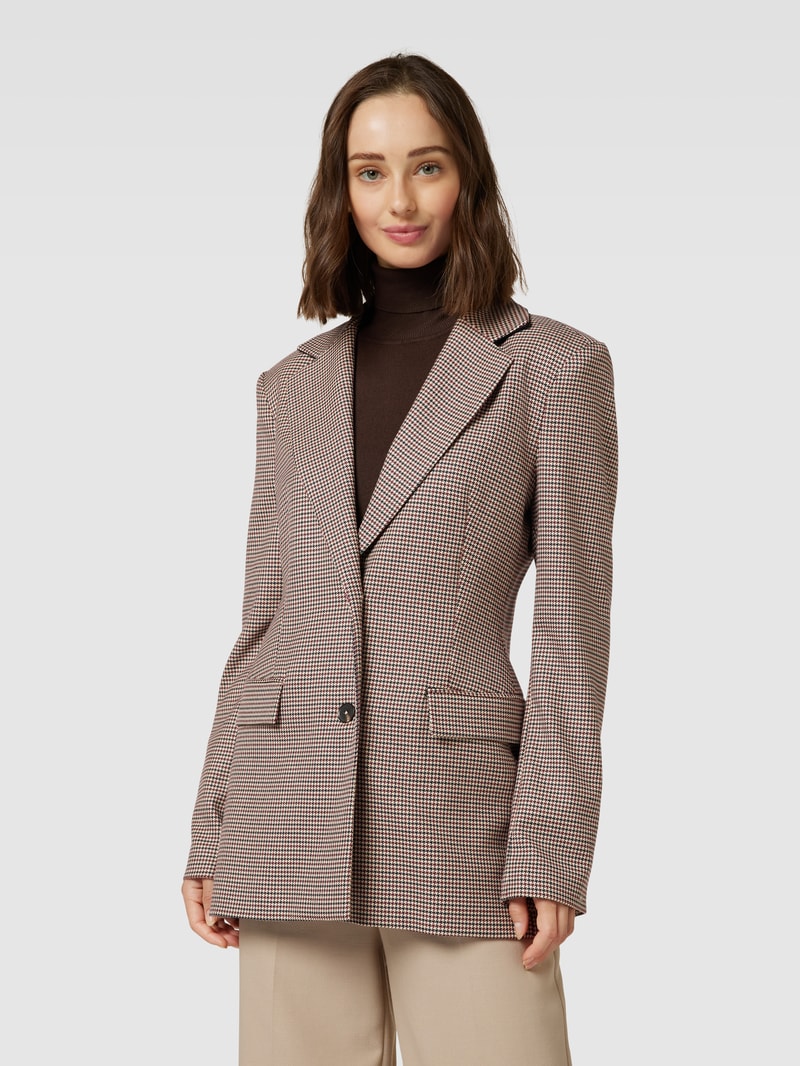 Blazer mit Hahnentrittmuster in beige