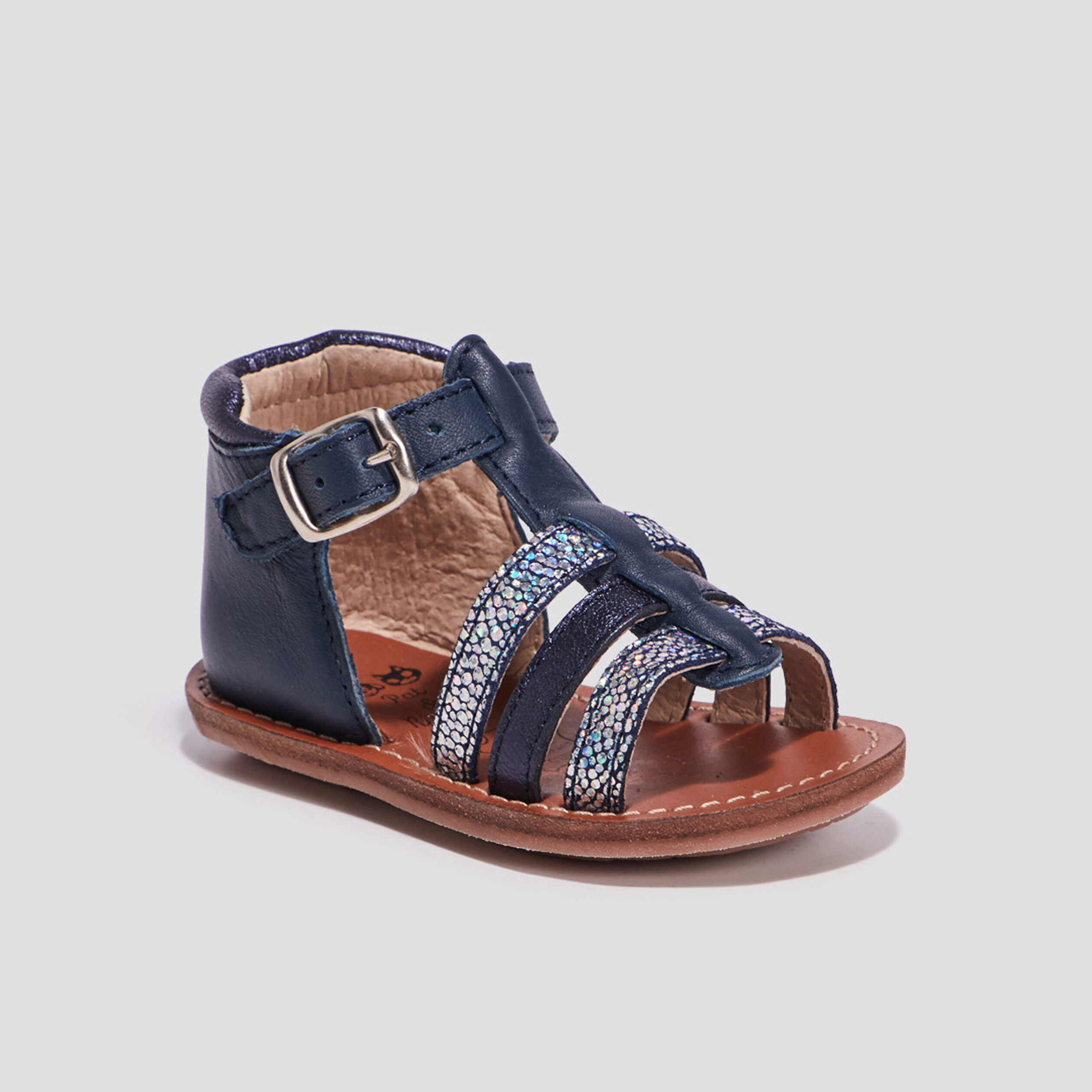 Sandales en cuir bleu marine bébé fille | La Halle