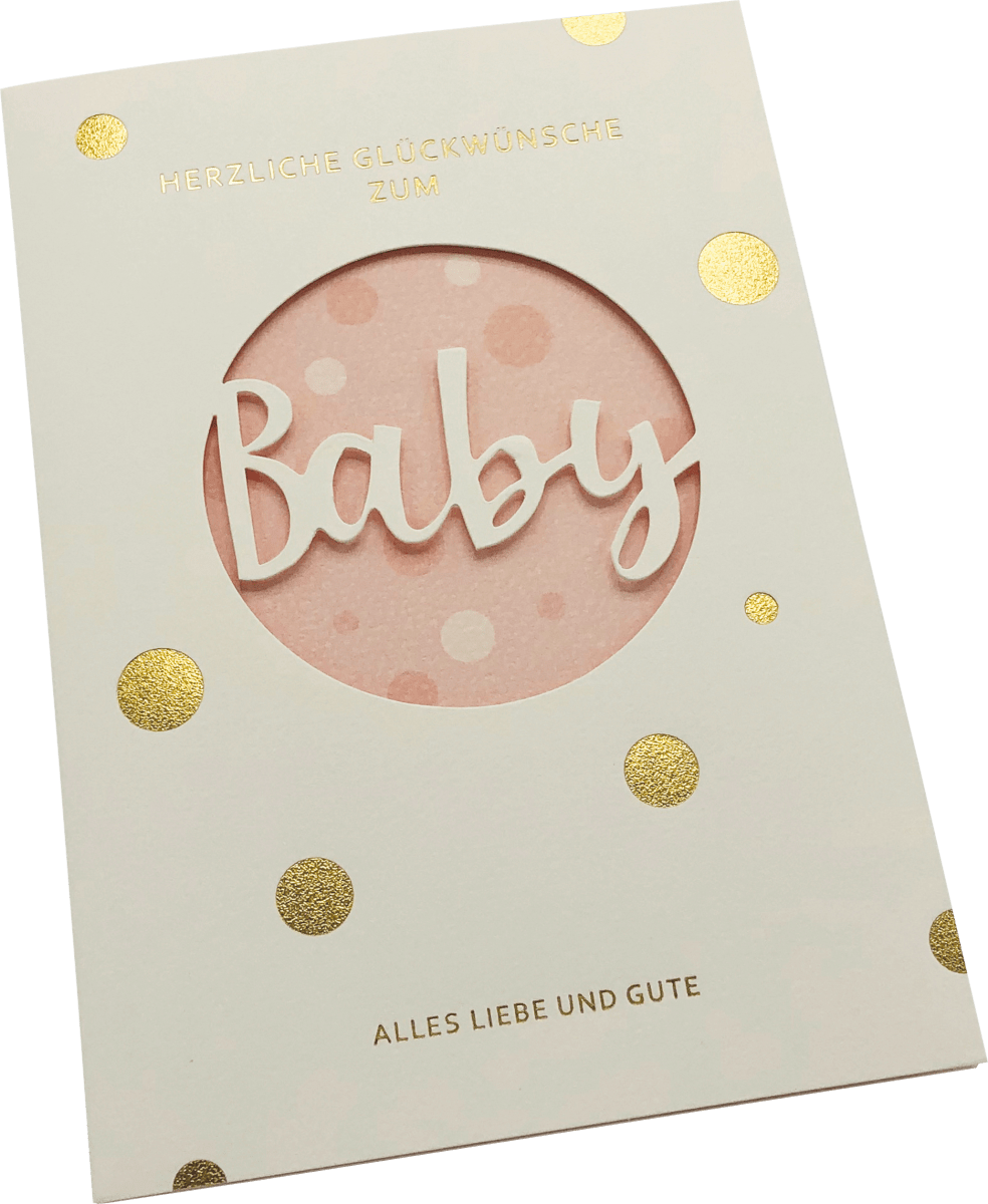 Grußkarte Baby Rosa, 1 St