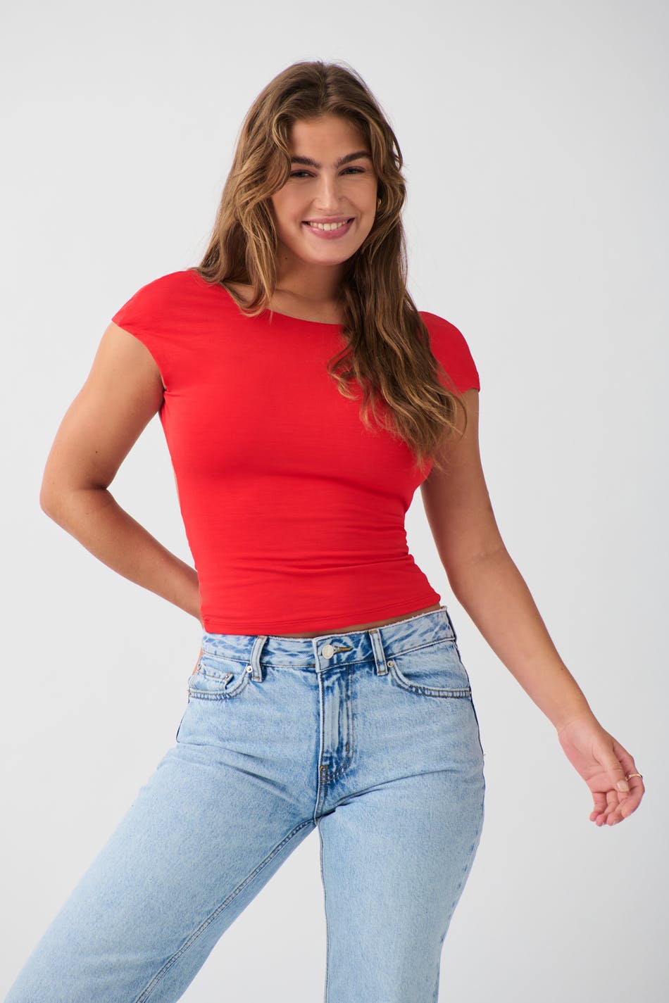 Soft touch open back top