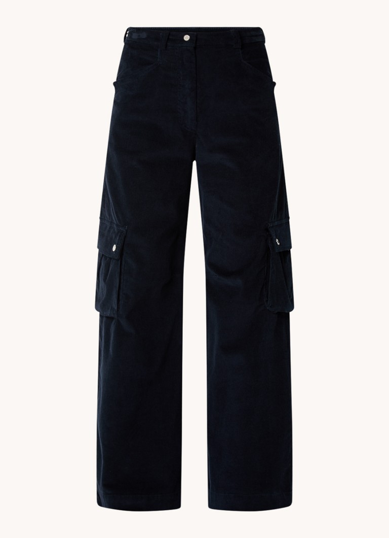 Maje High waist wide fit corduroy cargo pants