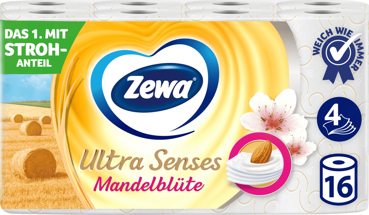 Toilettenpapier Ultra Senses Mandelblüte 4-lagig (16x135 Blatt), 16 St