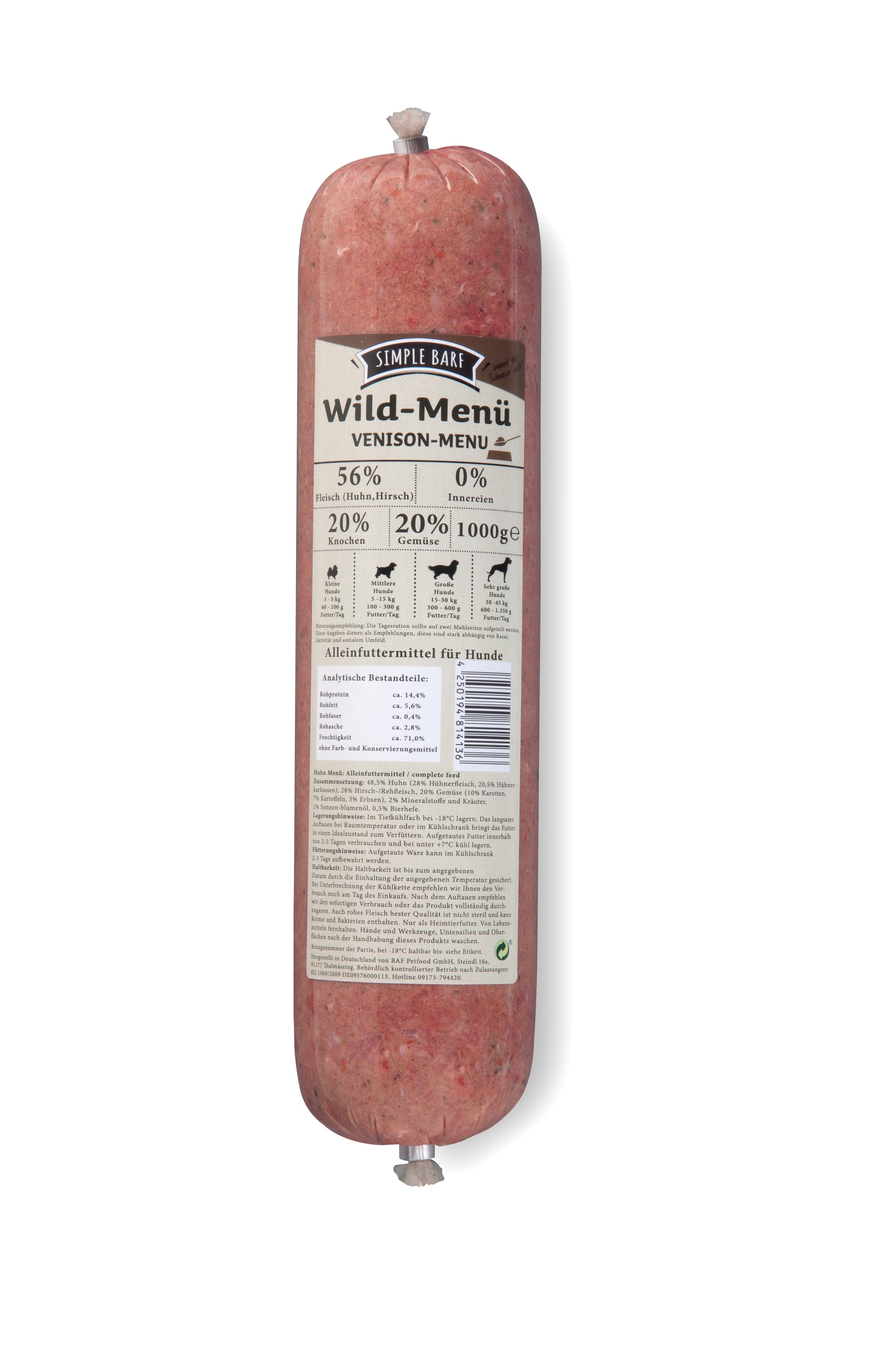 Simple BARF BARF/ Frostfutter Simple BARF Wild Menü 16x1 kg