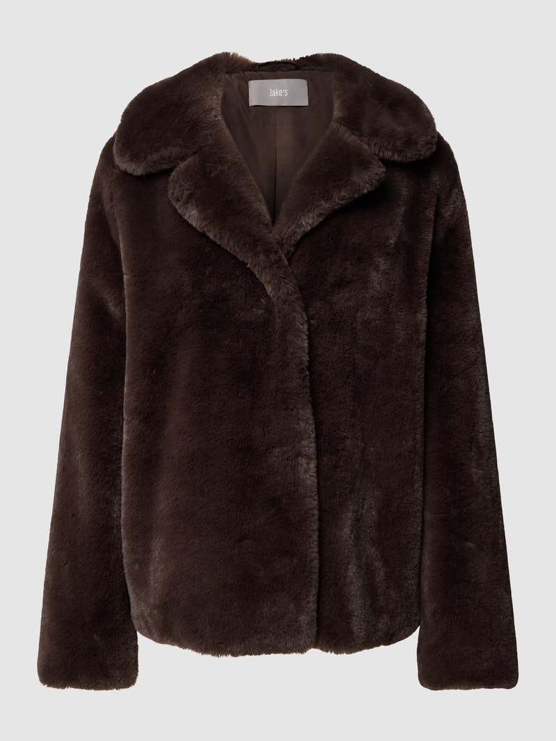 Jacke mit Kunstfellbesatz in schokobraun