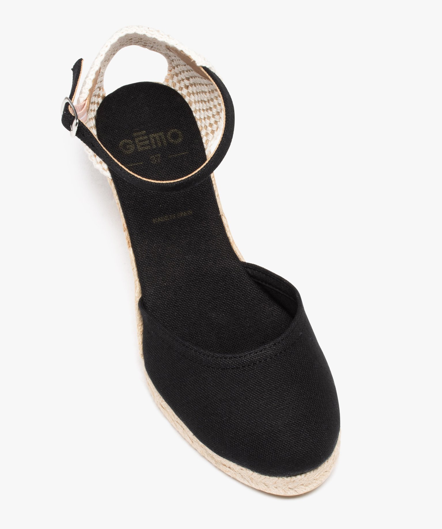 Espadrilles femme à talon compensé et dessus en toile unie noir | GEMO