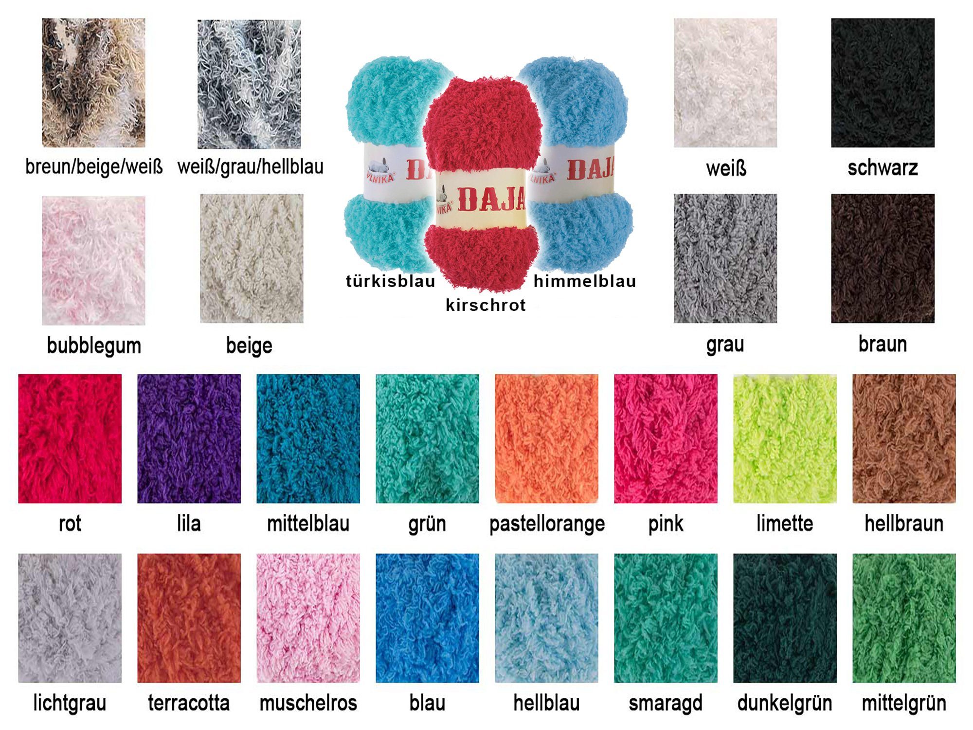 VLNIKA 50g Kuschelgarn Daja 100% Polyester, verschiedene Farben Häkelwolle, lichtgrau