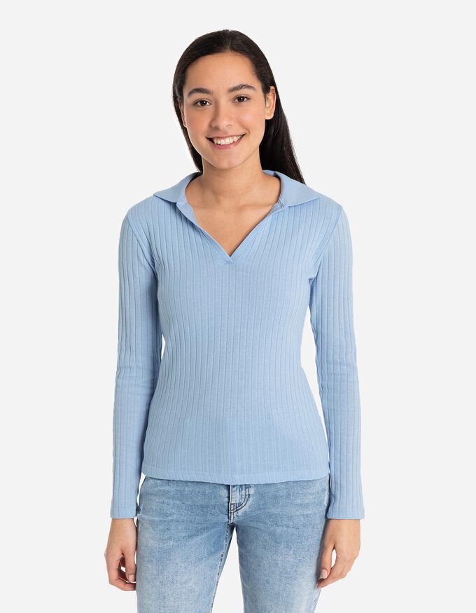 Langarm-Poloshirt - Baumwoll-Mix