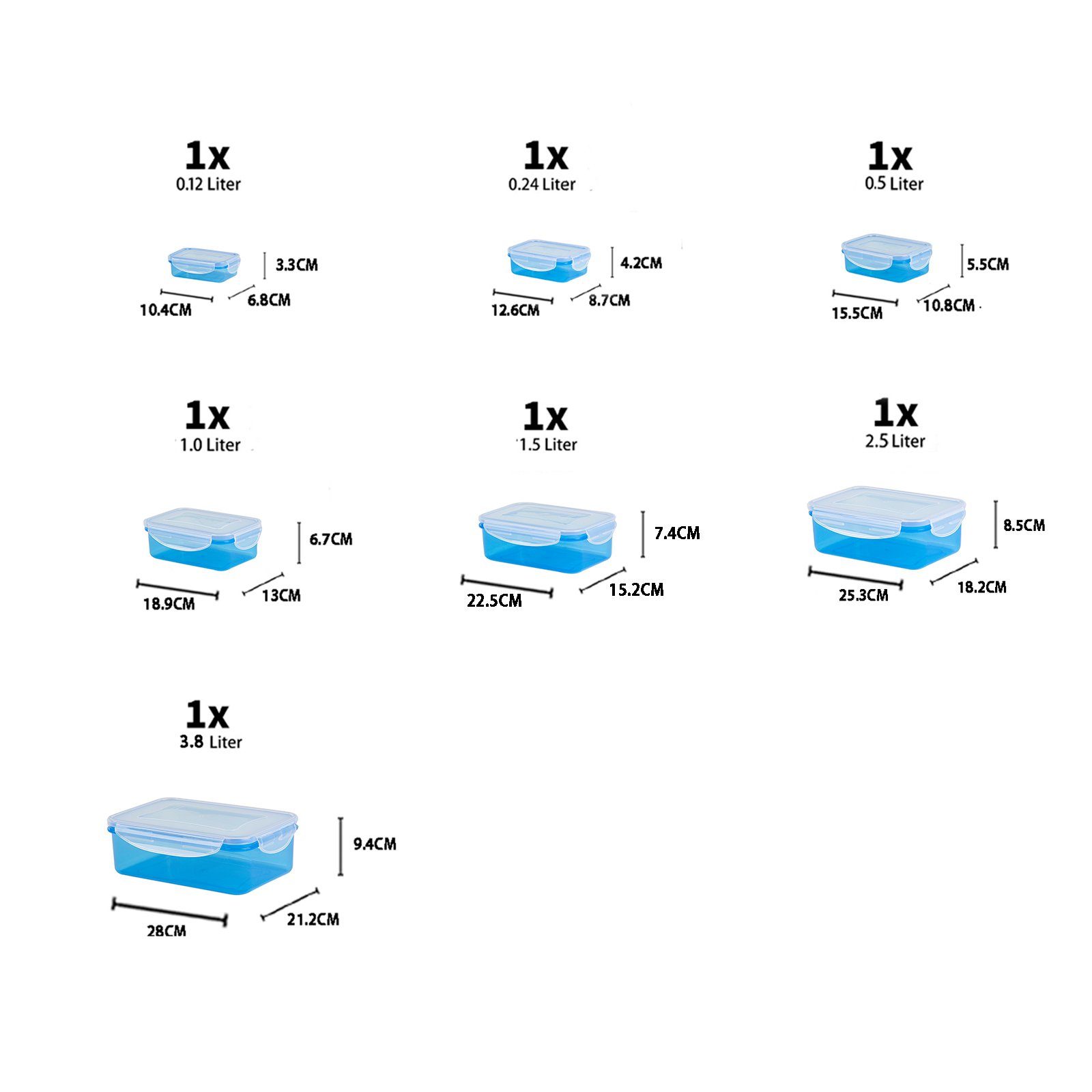 Plentyfy Frischhaltedose Frischesystem 14, Kunststoff, (Set, 14-tlg., 1x120ml, 1x240ml, 1x500ml, 1x1000ml, 1x1500ml, 1x2500ml, 1x3800ml), Frischhaltedose mit Deckel - Vorratsdosen Set