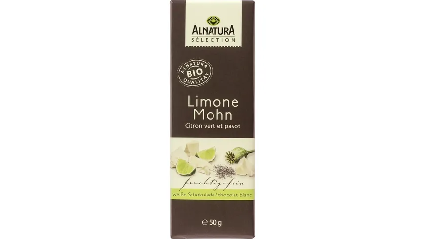 Alnatura Bio Sélection Schokotäfelchen Limone-Mohn Sélection 50 g