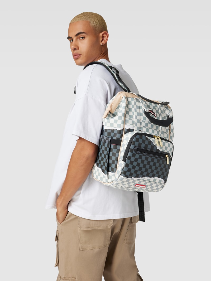 Rucksack mit Allover-Muster Modell 'TEAR IT UP' in ecru