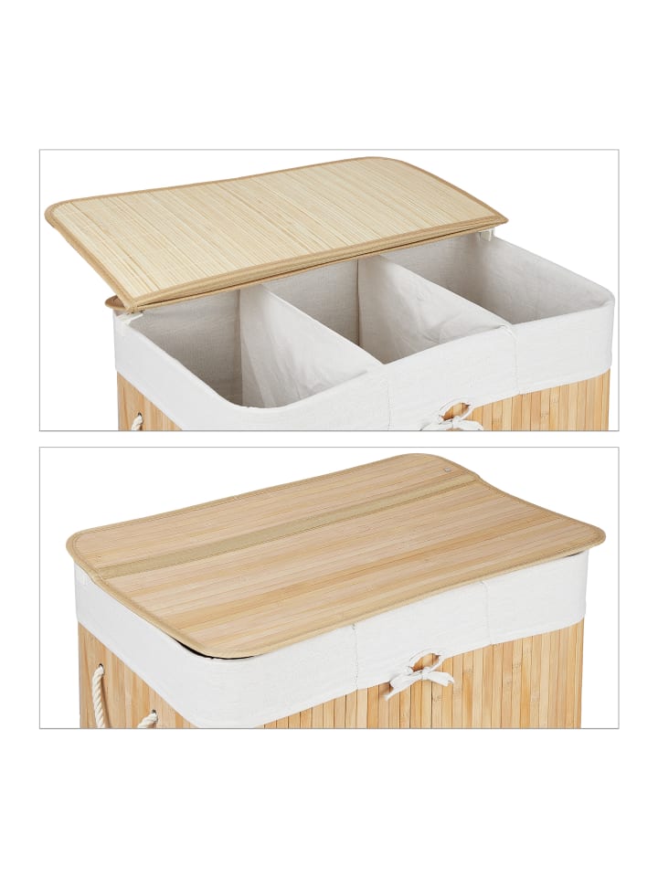 relaxdays Wäschekorb in Natur - (B)62,5 x (H)62 x (T)42,5 cm günstig kaufen onesize