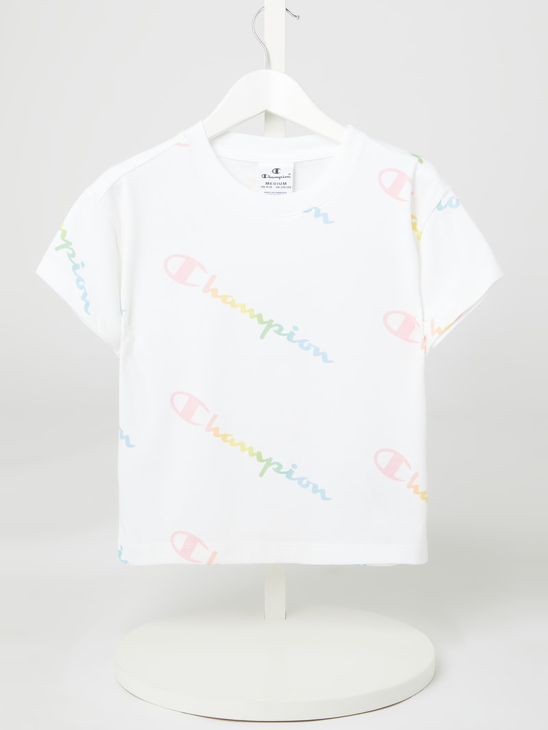 T-Shirt mit Logo-Muster in weiß