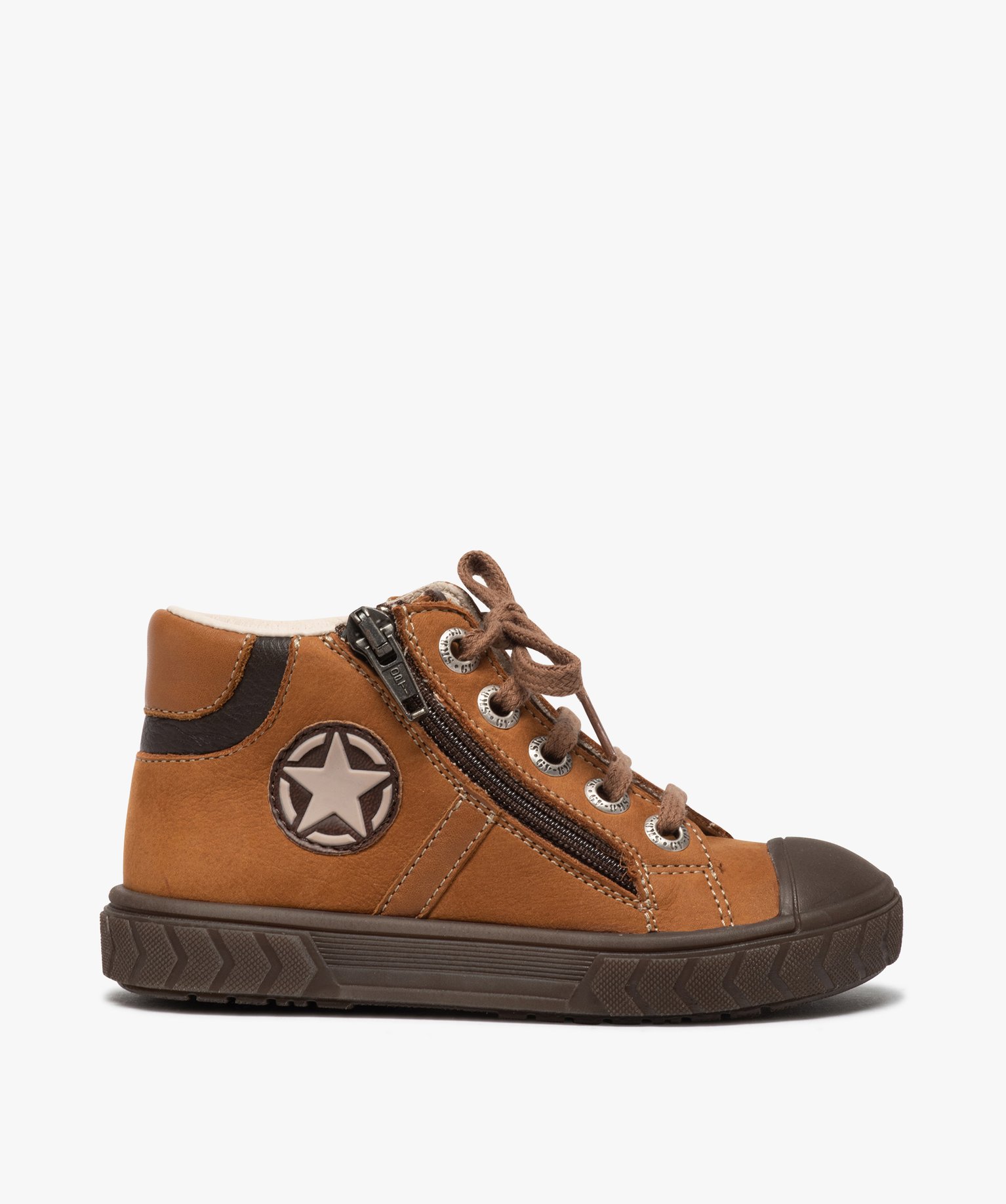Boots Garçon en cuir fermeture lacets et zip - Bopy | GEMO