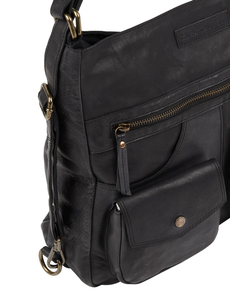 Hobo Bag aus Leder Modell 'Manu' in schwarz