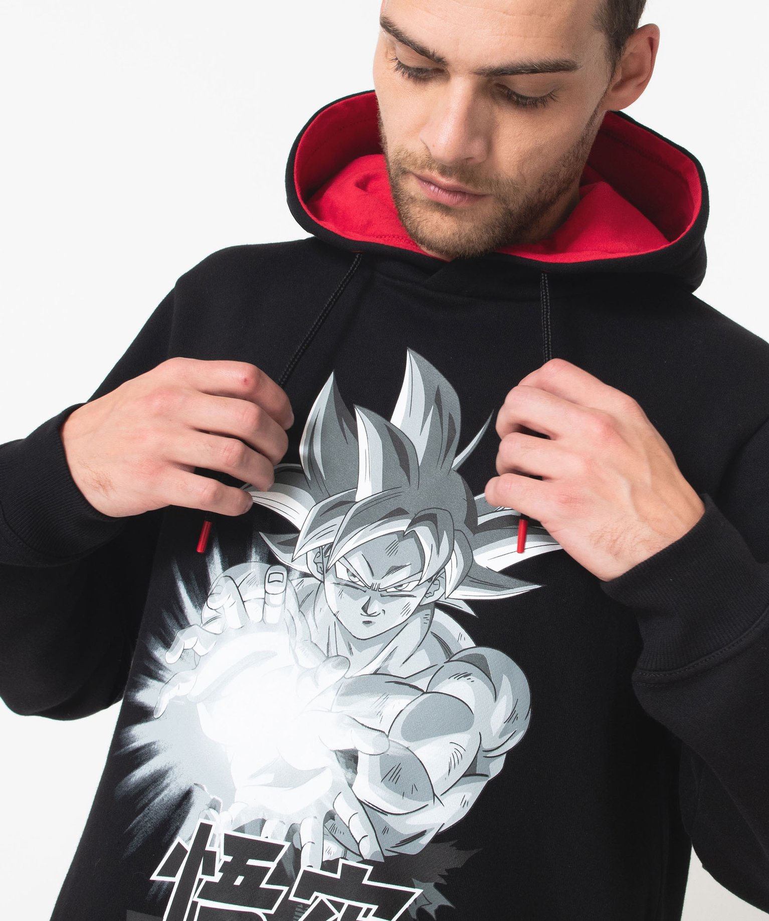 Sweat à capuche en molleton imprimé San Goku homme - Drago... noir | GEMO