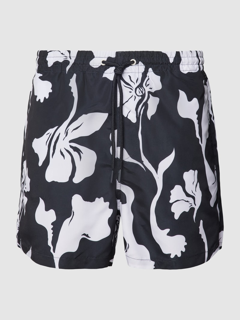 Badehose mit Allover-Muster Modell 'TED' in dunkelblau