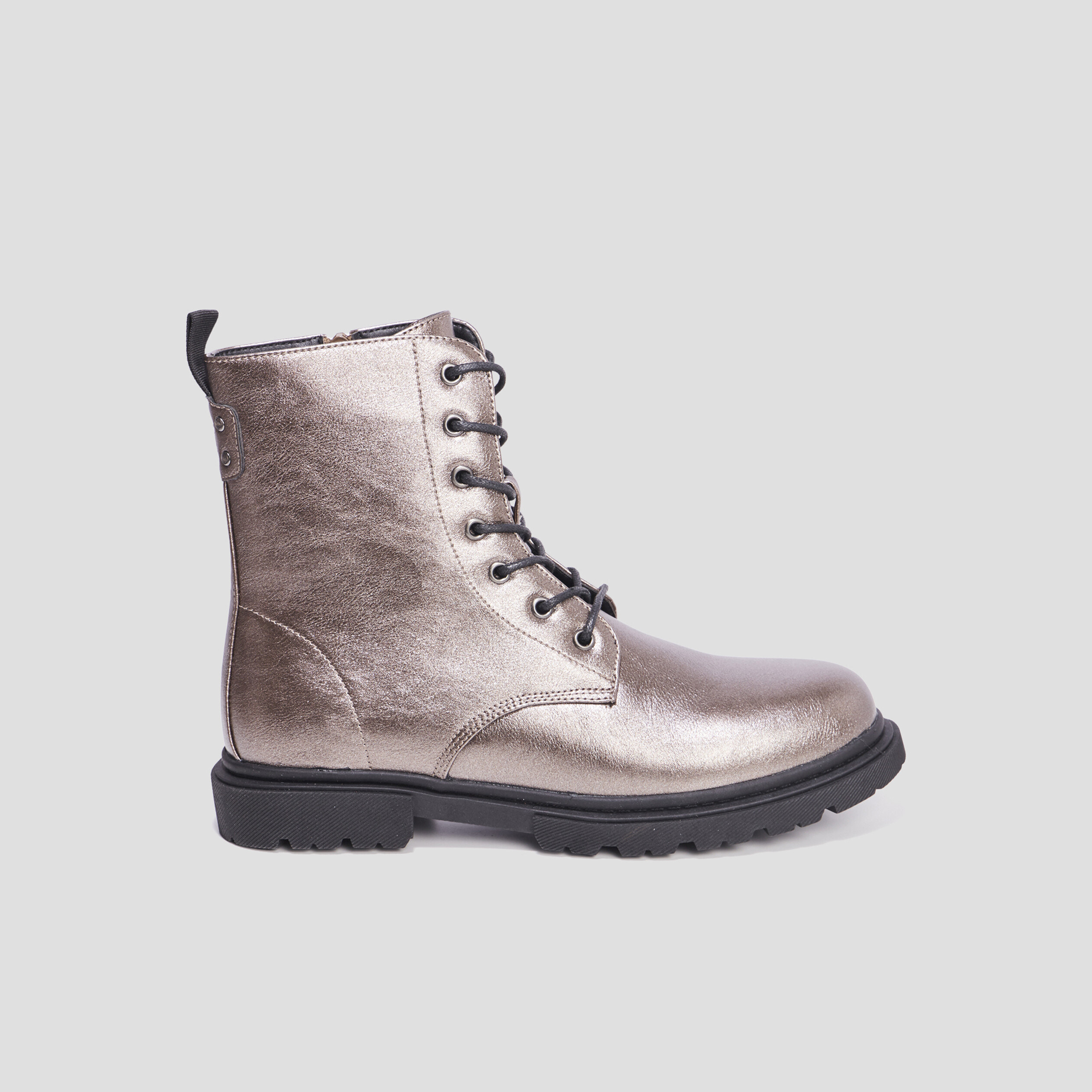 Bottines zippées à lacets gris argent femme | La Halle