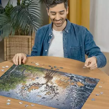 Puzzle 1000 Teile - Der magische Hirsch und die vier Jahreszeiten