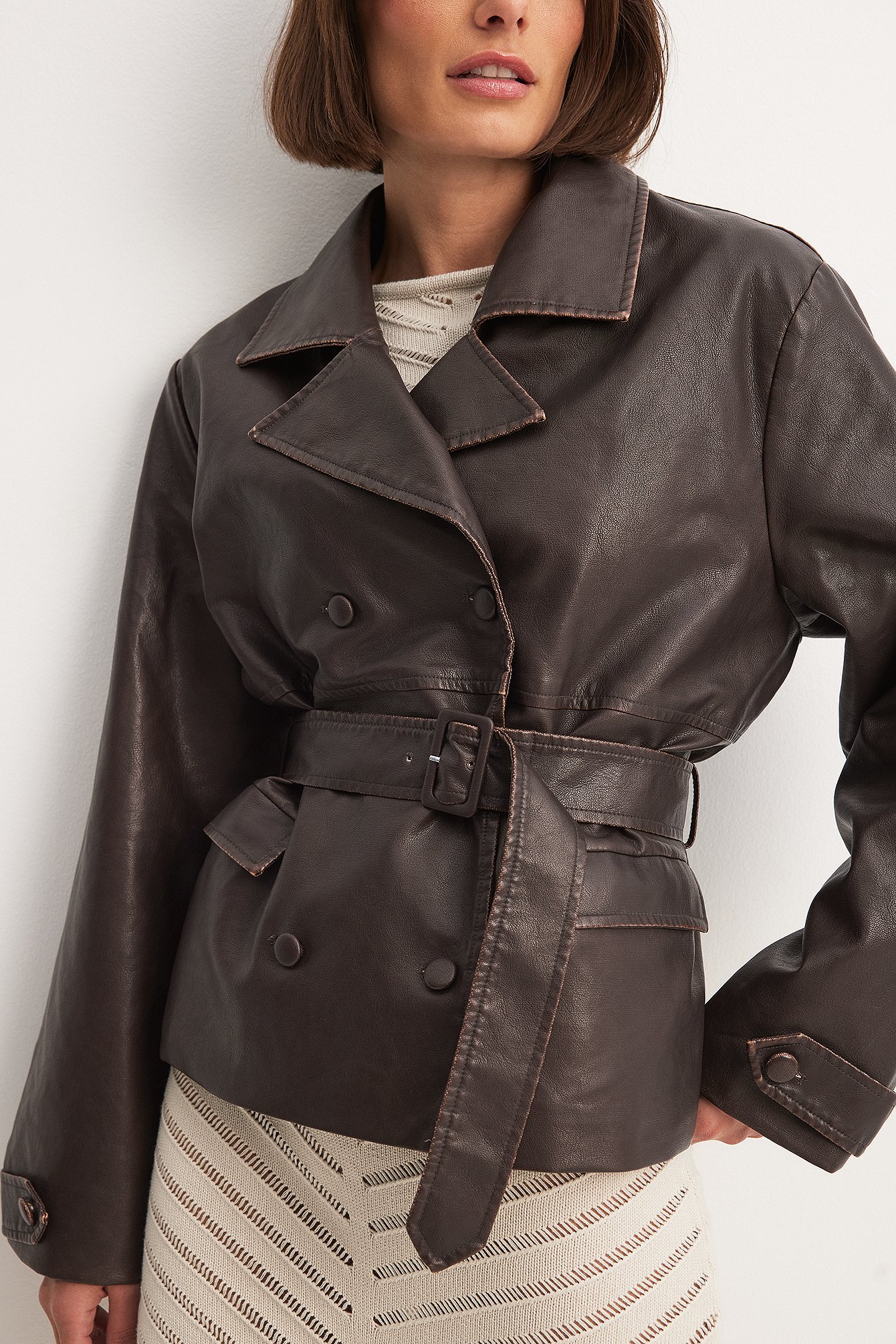 PU-Jacke mit Gürteldetail