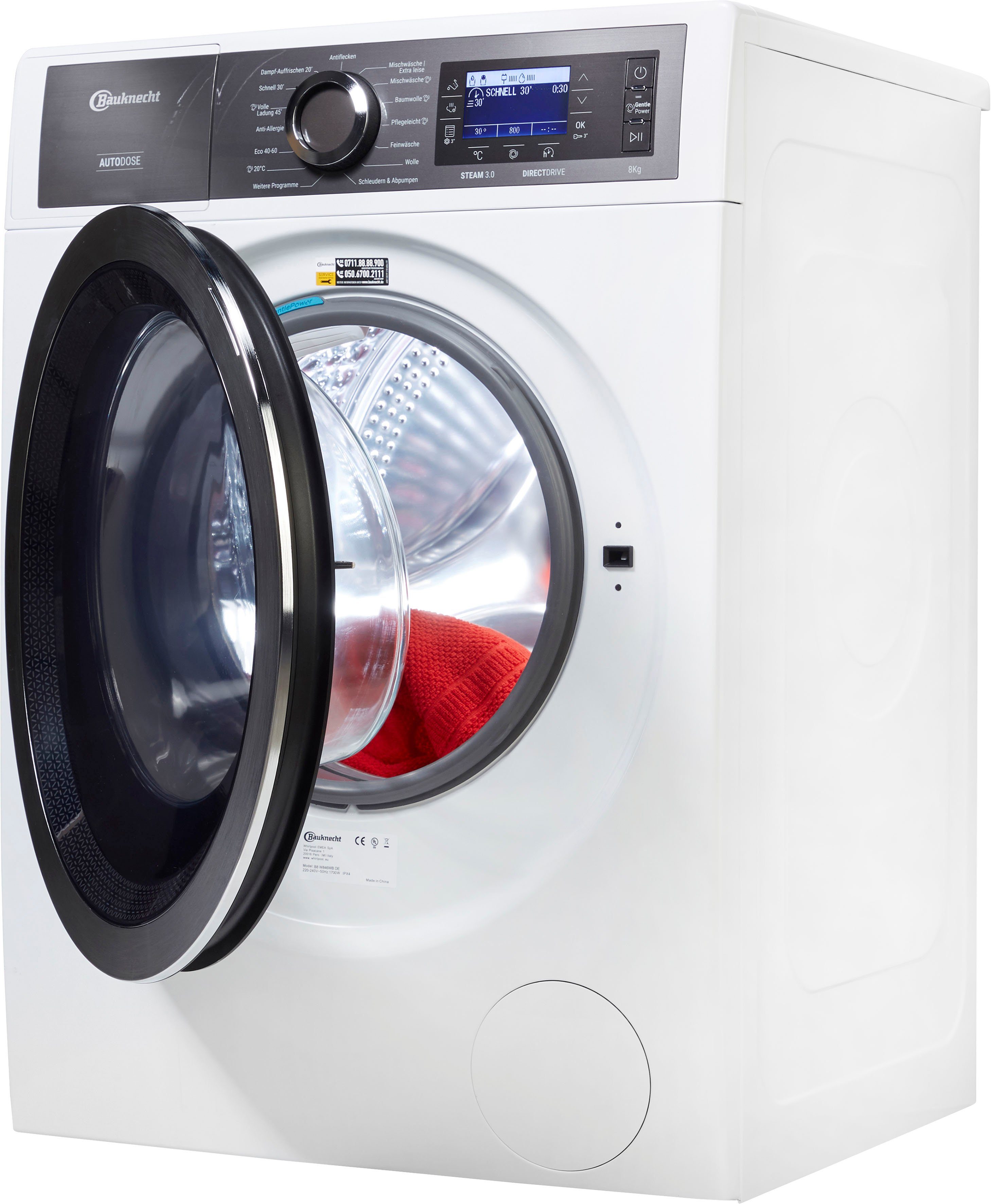 BAUKNECHT Waschmaschine B8 W846WB DE, 8 kg, 1400 U/min, AutoDose, 4 Jahre Herstellergarantie