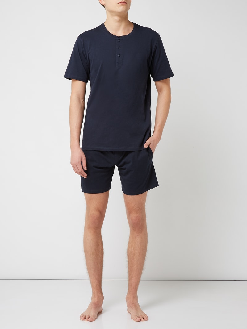 Sweatshorts mit Karomuster Modell 'Boxer' in marineblau