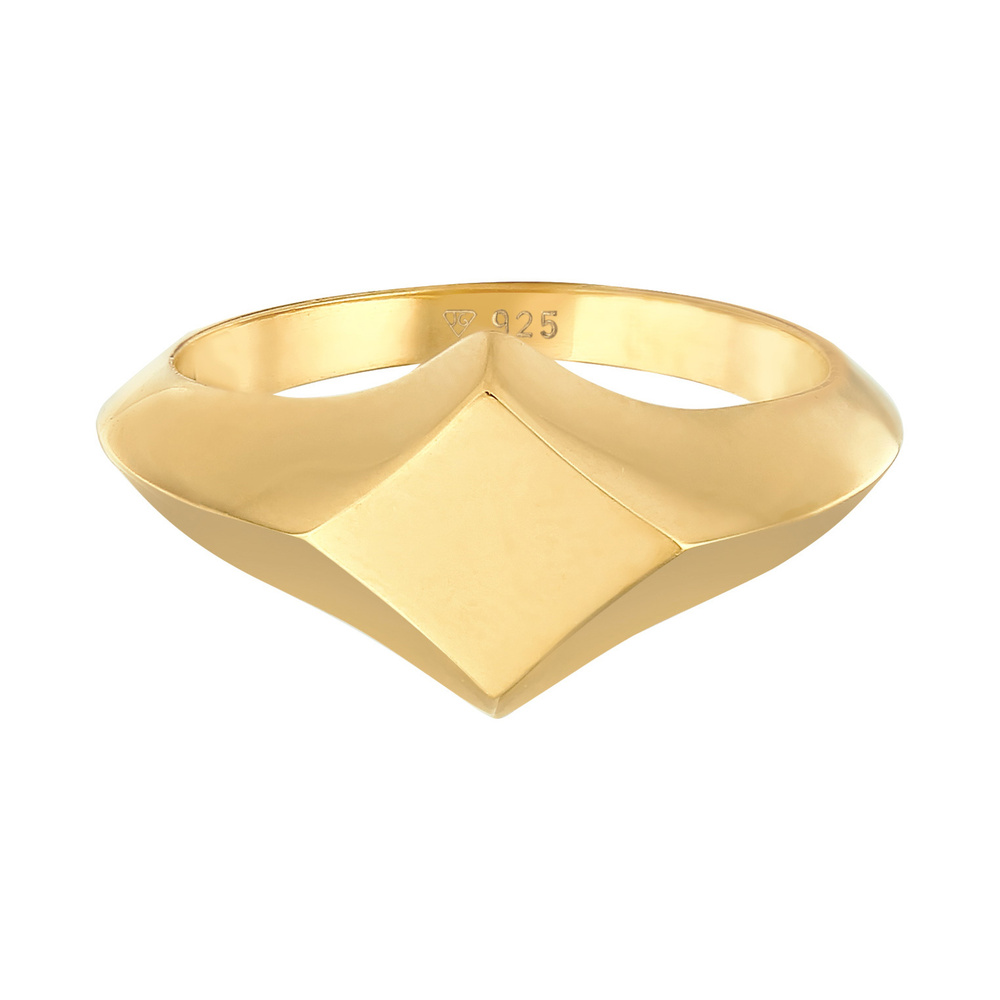 Elli PREMIUM Elli PREMIUM Bague Bague Signet pour femme - Rhombus Geo Look Blogger Trend en ar Bague