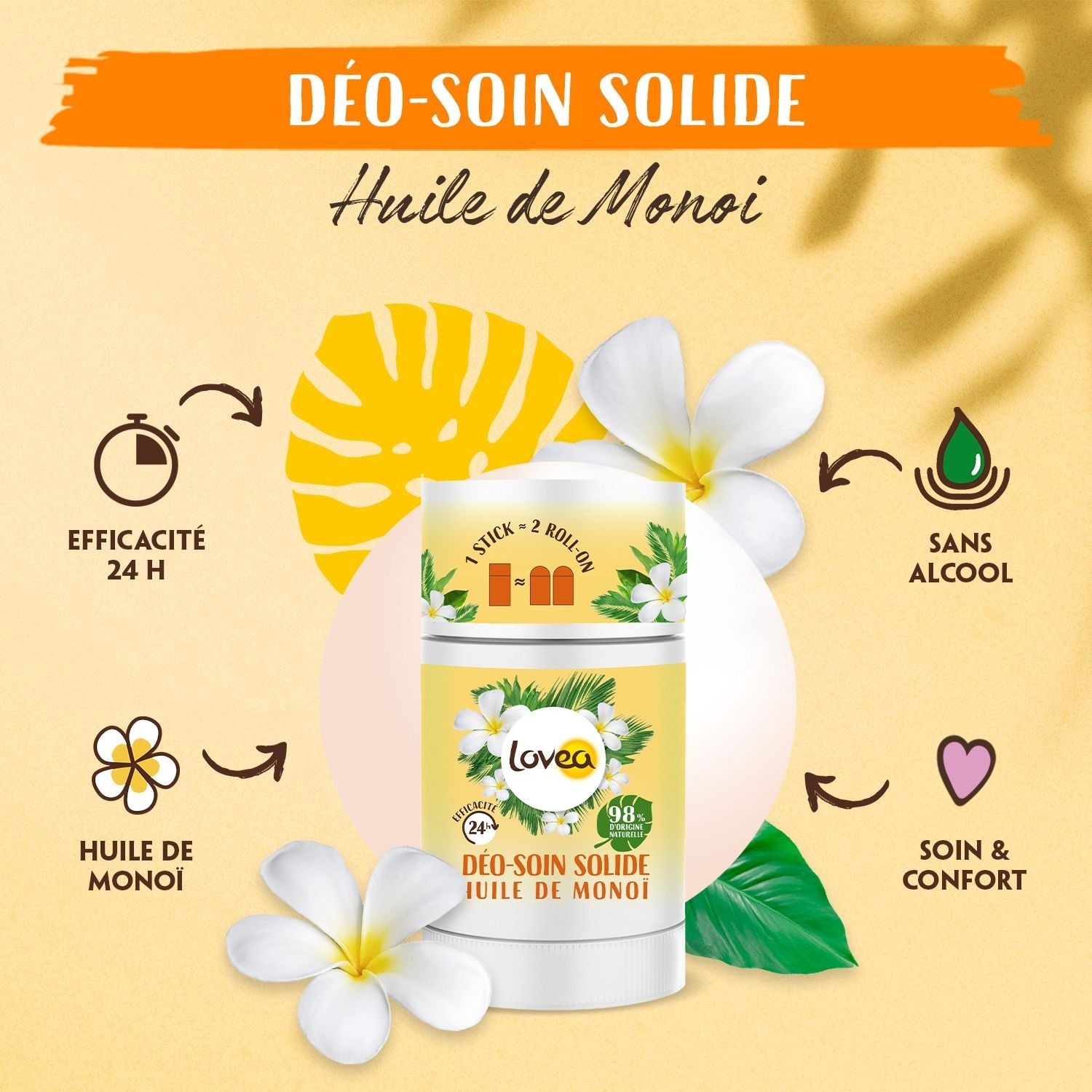 Lovea Solid Deodorant Care Monoi Oil