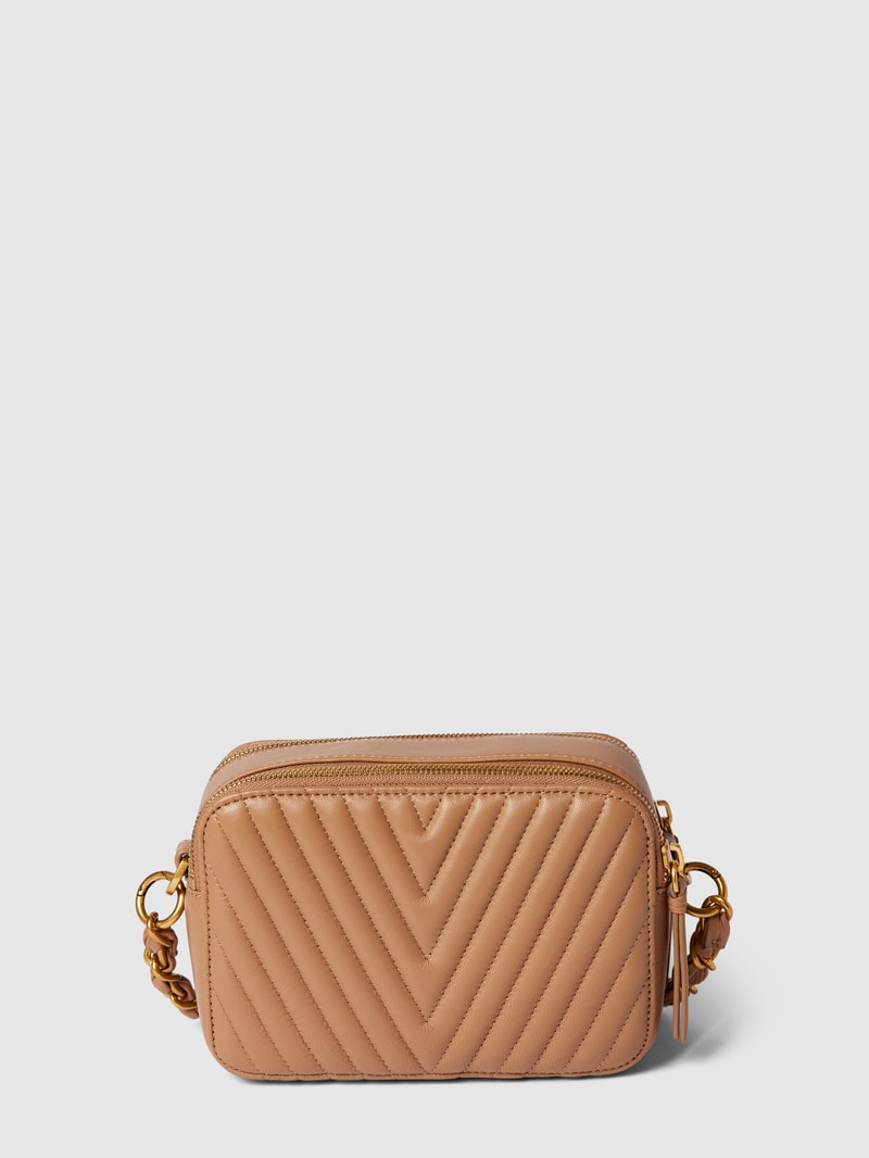 Umhängetasche mit Ziernähten Modell 'ELLA' in camel