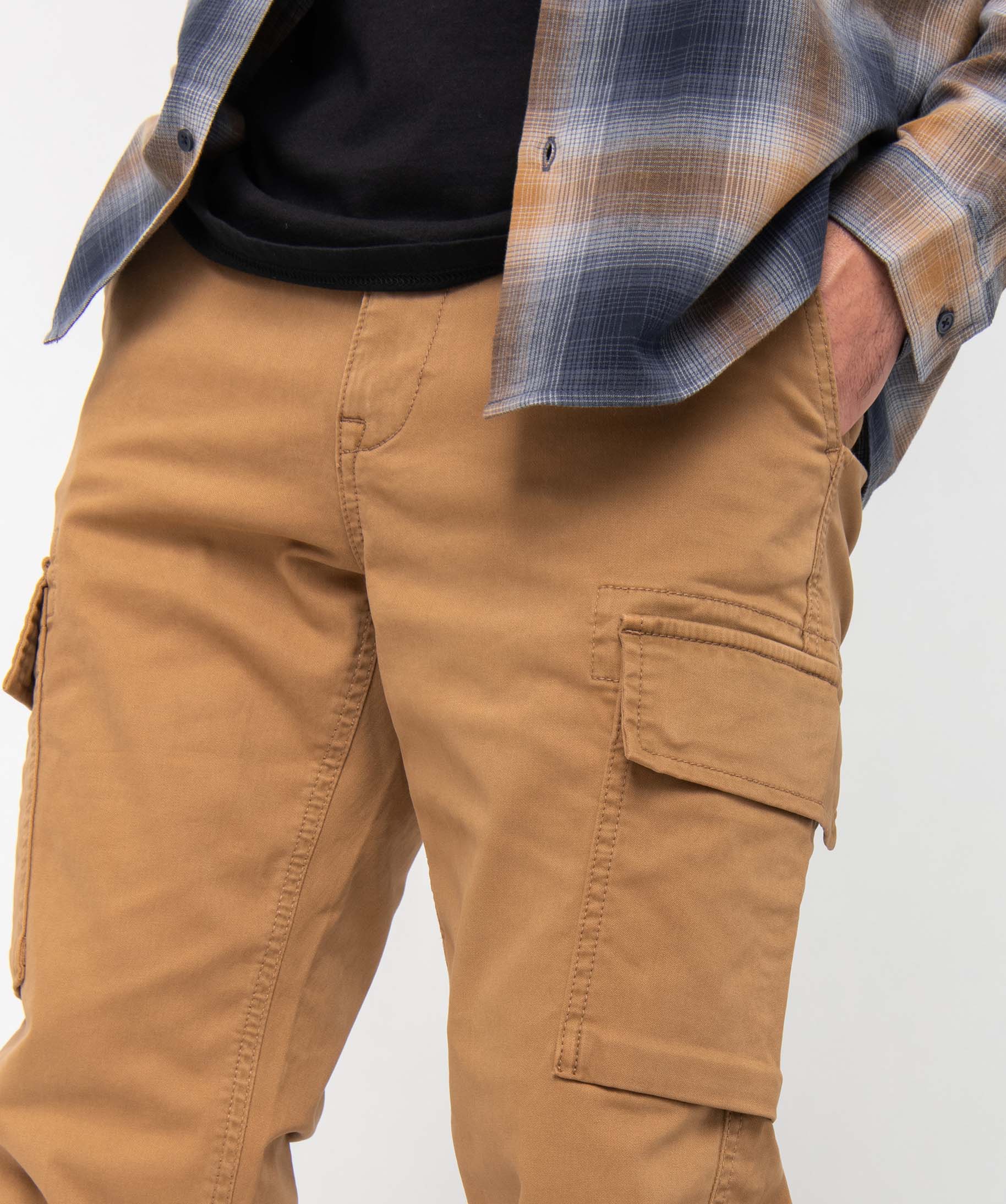 Pantalon homme cargo coupe Straight beige fonce | GEMO