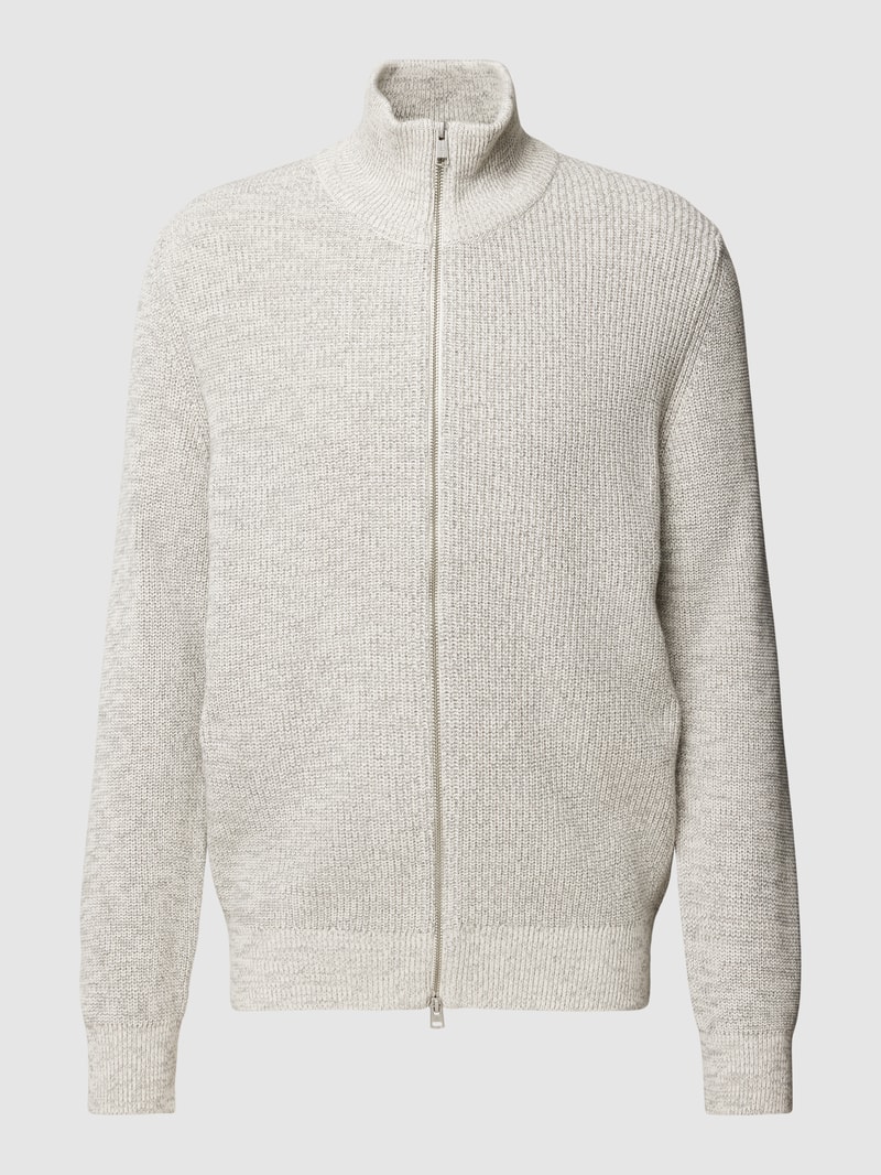 Strickjacke mit Stehkragen in sand