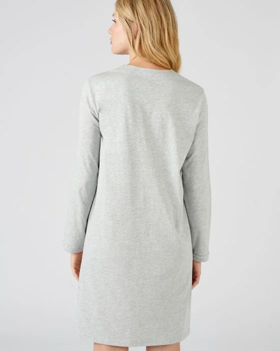 Chemise de nuit manches longues, maille jersey, 95 cm