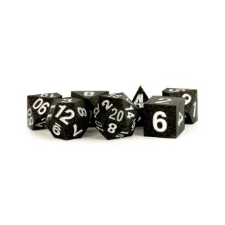 Sharp Edge Silicone Rubber Poly Dice Set Gold Scatter 16mm (7)