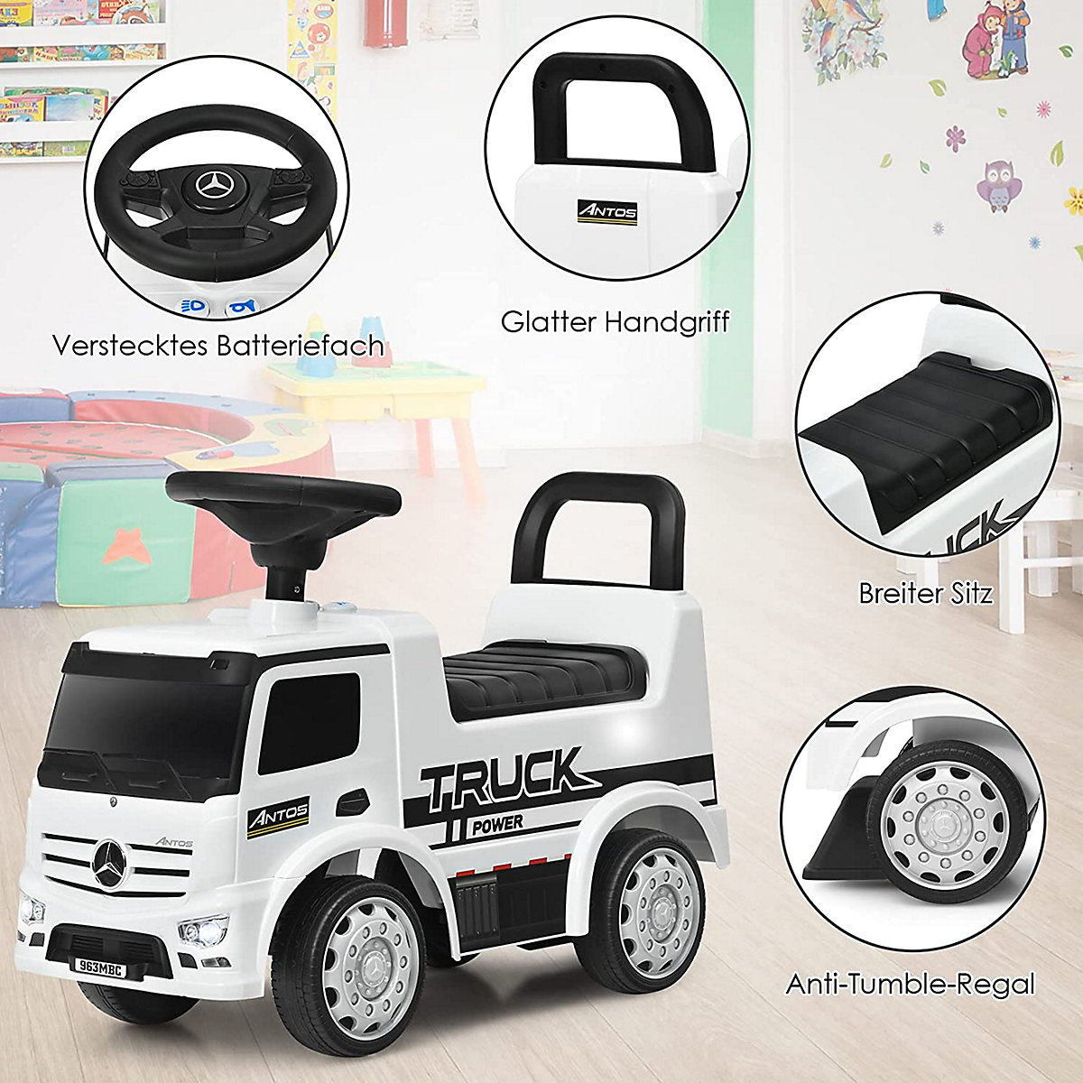 Rutschauto Mercedes Benz mit Hupe & Stauraum
