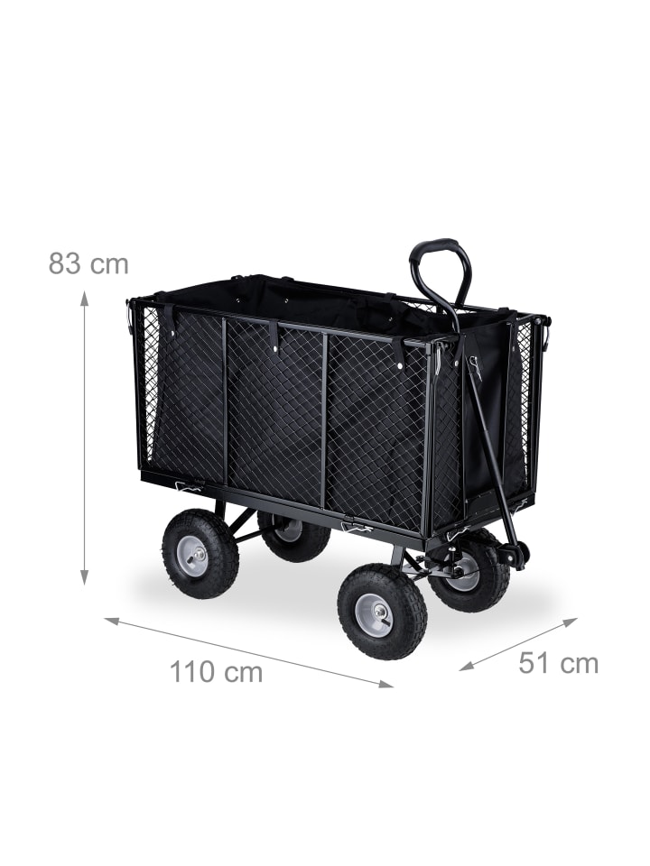 relaxdays Handwagen in Schwarz günstig kaufen onesize