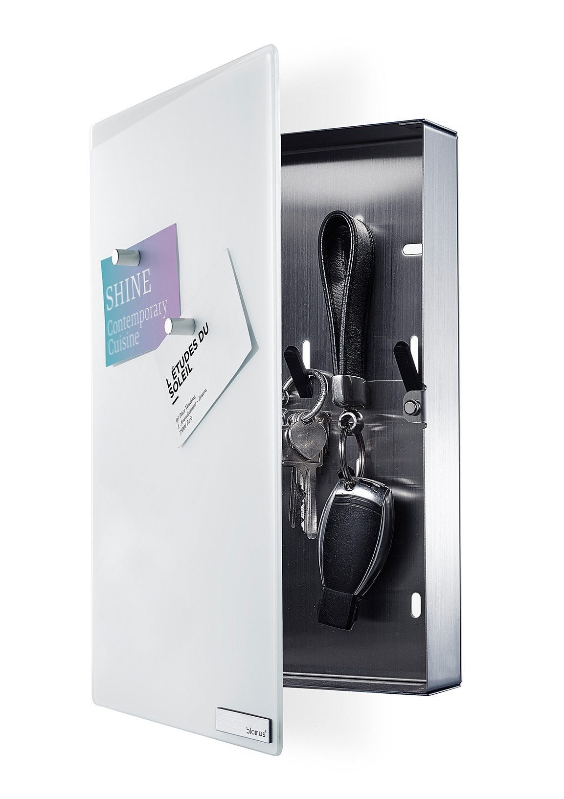 blomus Schlüsselkasten Velio, Glasmagnettafel, Weiße Optik