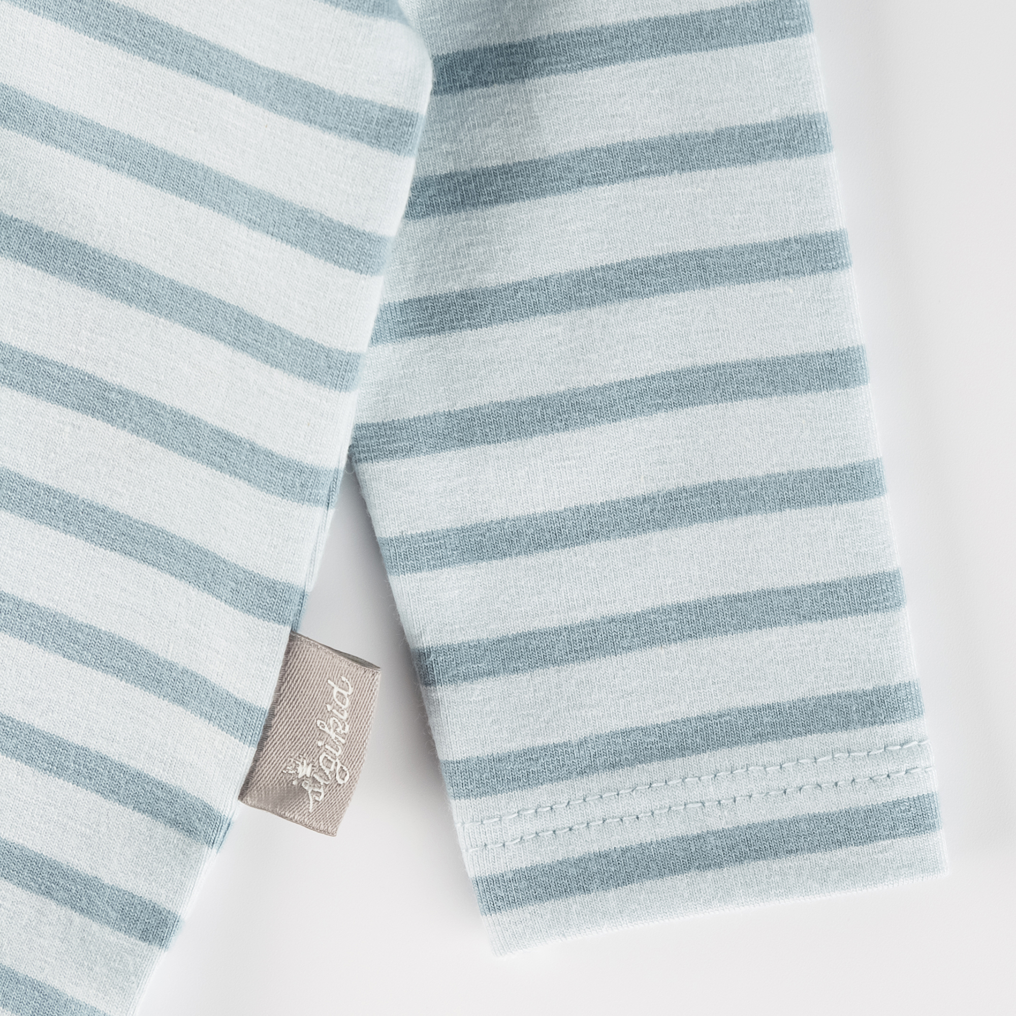 Langarm Babybody Krönchen Bär, blau geringelt